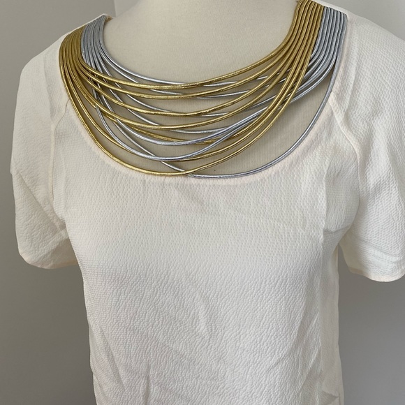 NWT 3.1 Phillip Lim Metallic Cord Cream Blouse - Picture 3 of 7